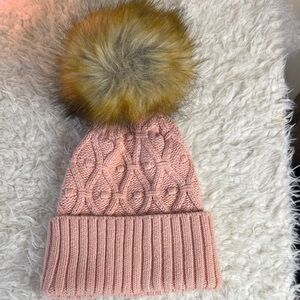 Pink Knit Pom-Pom Beanie for Kids